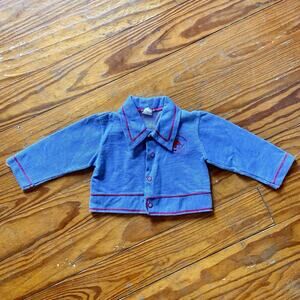 Vintage Baby Jacket Horse Head Embroidery Denim Look 12 Mo